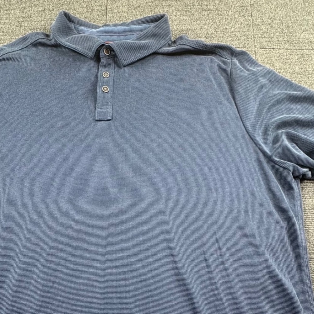 Tommy Bahama Mens XXXL Blue Textured Tencel Modal Short Sleeve Polo Shirt